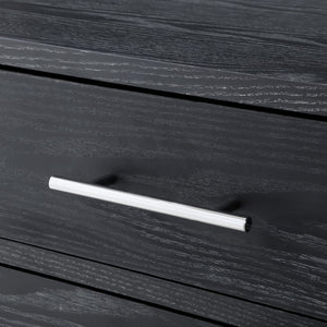 Homeroots 24" Silver Metallic And Black End Table With Three Drawers Black,Chrome  544081