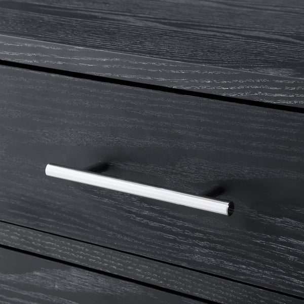 Homeroots 24" Silver Metallic And Black End Table With Three Drawers Black,Chrome  544081