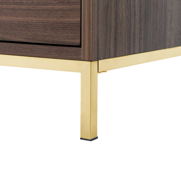 Homeroots 24" Gold And Wood Brown End Table With Three Drawers Walnut,Gold  544082