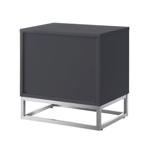 HomeRoots 20" Dark Gray and Silver Wood Frame End Table with 2 Drawers for Modern Living Spaces & Storage 544083