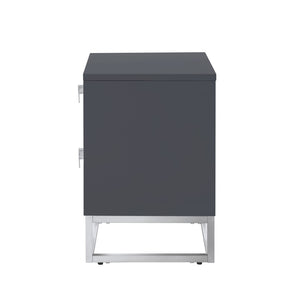 HomeRoots 20" Dark Gray and Silver Wood Frame End Table with 2 Drawers for Modern Living Spaces & Storage 544083