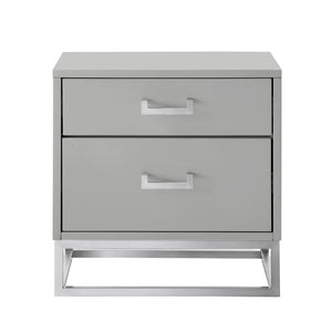 HomeRoots 20" Light Gray and Silver End Table with Two Drawers – Modern Storage Solution for Any Room 544084
