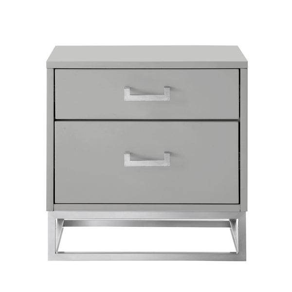 HomeRoots 20" Light Gray and Silver End Table with Two Drawers – Modern Storage Solution for Any Room 544084