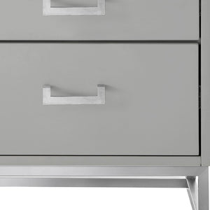 HomeRoots 20" Light Gray and Silver End Table with Two Drawers – Modern Storage Solution for Any Room 544084