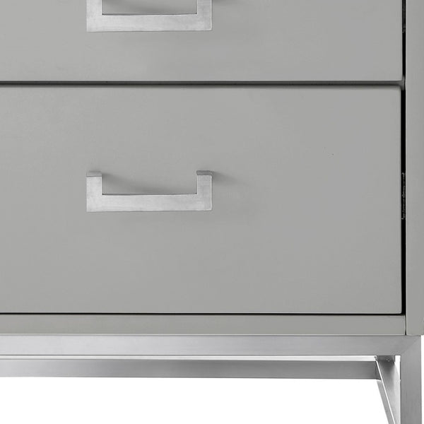 HomeRoots 20" Light Gray and Silver End Table with Two Drawers – Modern Storage Solution for Any Room 544084