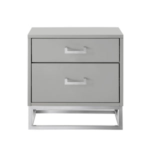 HomeRoots 20" Light Gray and Silver End Table with Two Drawers – Modern Storage Solution for Any Room 544084