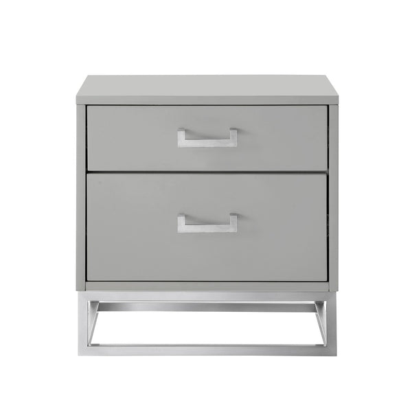 HomeRoots 20" Light Gray and Silver End Table with Two Drawers – Modern Storage Solution for Any Room 544084