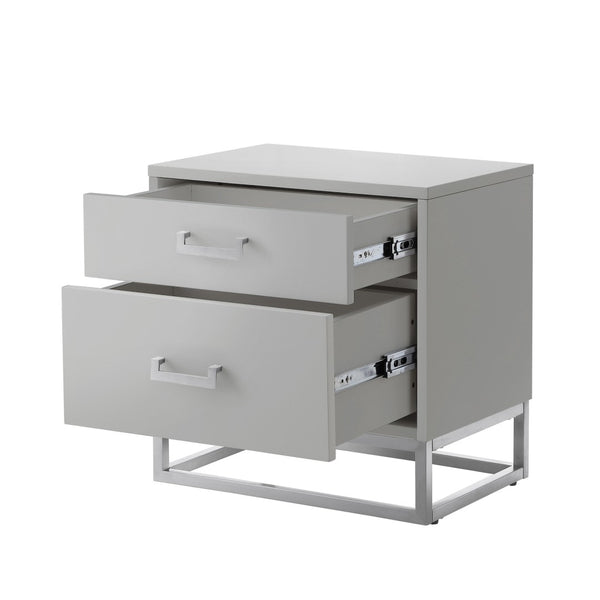HomeRoots 20" Light Gray and Silver End Table with Two Drawers – Modern Storage Solution for Any Room 544084