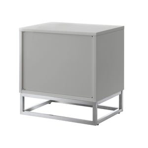 HomeRoots 20" Light Gray and Silver End Table with Two Drawers – Modern Storage Solution for Any Room 544084