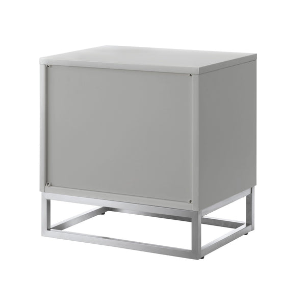 HomeRoots 20" Light Gray and Silver End Table with Two Drawers – Modern Storage Solution for Any Room 544084