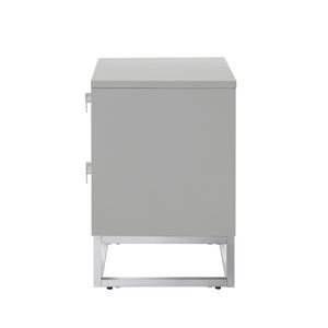 HomeRoots 20" Light Gray and Silver End Table with Two Drawers – Modern Storage Solution for Any Room 544084