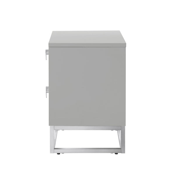 HomeRoots 20" Light Gray and Silver End Table with Two Drawers – Modern Storage Solution for Any Room 544084
