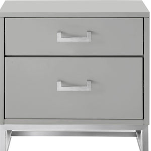HomeRoots 20" Light Gray and Silver End Table with Two Drawers – Modern Storage Solution for Any Room 544084