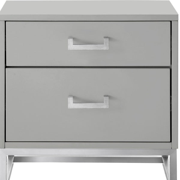 HomeRoots 20" Light Gray and Silver End Table with Two Drawers – Modern Storage Solution for Any Room 544084
