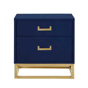 Homeroots 20" Gold And Dark Blue End Table With Two Drawers Dark Navy,Gold  544085