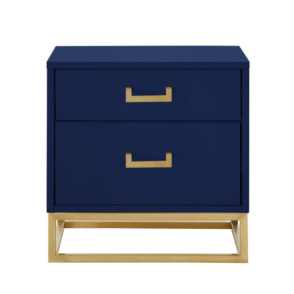 Homeroots 20" Gold And Dark Blue End Table With Two Drawers Dark Navy,Gold  544085