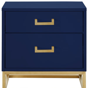 Homeroots 20" Gold And Dark Blue End Table With Two Drawers Dark Navy,Gold  544085