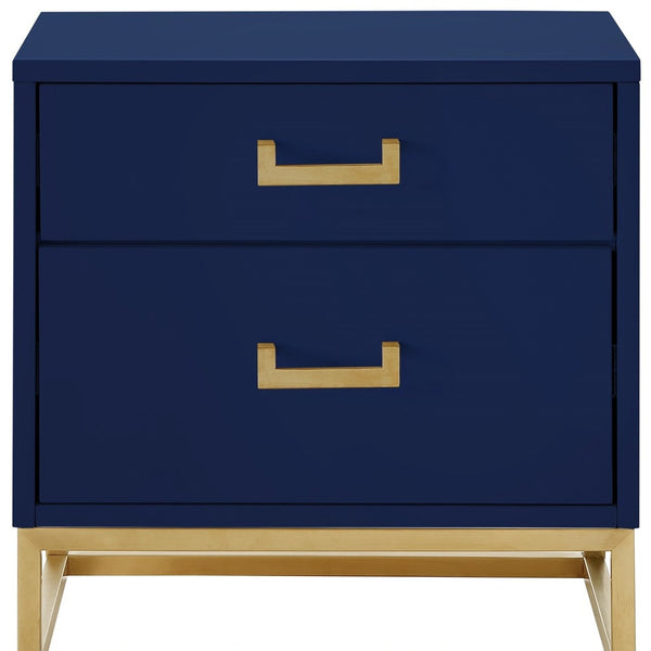 Homeroots 20" Gold And Dark Blue End Table With Two Drawers Dark Navy,Gold  544085
