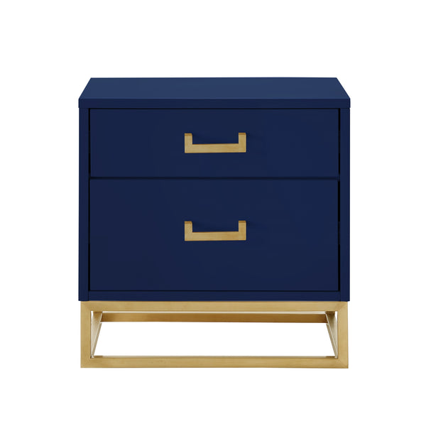Homeroots 20" Gold And Dark Blue End Table With Two Drawers Dark Navy,Gold  544085