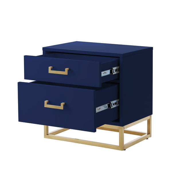 Homeroots 20" Gold And Dark Blue End Table With Two Drawers Dark Navy,Gold  544085
