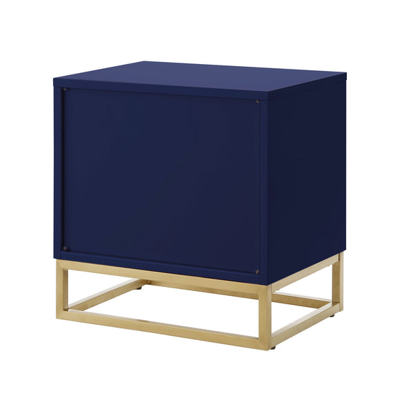 Homeroots 20" Gold And Dark Blue End Table With Two Drawers Dark Navy,Gold  544085