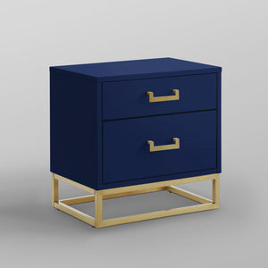 Homeroots 20" Gold And Dark Blue End Table With Two Drawers Dark Navy,Gold  544085