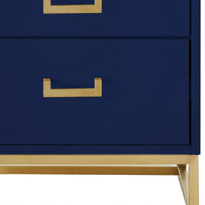 Homeroots 20" Gold And Dark Blue End Table With Two Drawers Dark Navy,Gold  544085