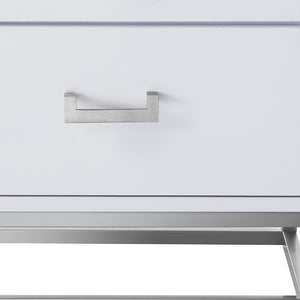 HomeRoots 20" Modern White and Silver End Table with 2 Drawers – Stylish Storage for Any Room or Space! 544086