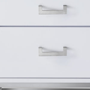 HomeRoots 20" Modern White and Silver End Table with 2 Drawers – Stylish Storage for Any Room or Space! 544086