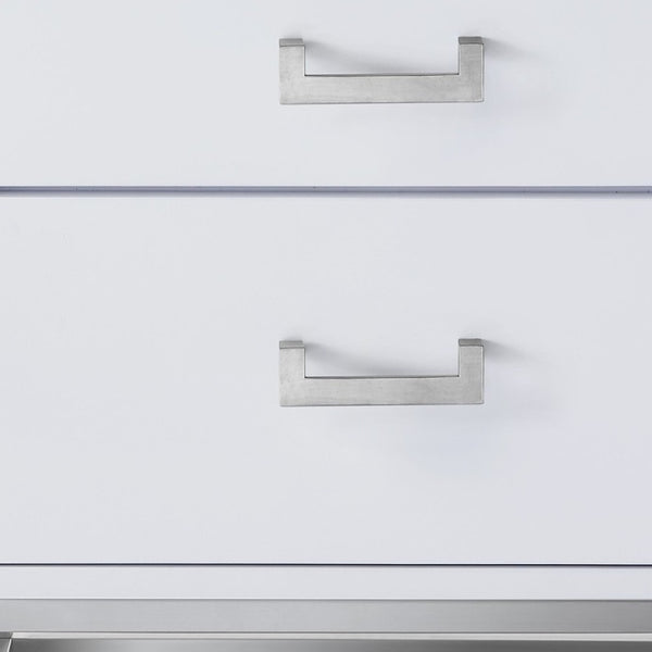 HomeRoots 20" Modern White and Silver End Table with 2 Drawers – Stylish Storage for Any Room or Space! 544086