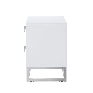HomeRoots 20" Modern White and Silver End Table with 2 Drawers – Stylish Storage for Any Room or Space! 544086