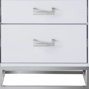 HomeRoots 20" Modern White and Silver End Table with 2 Drawers – Stylish Storage for Any Room or Space! 544086