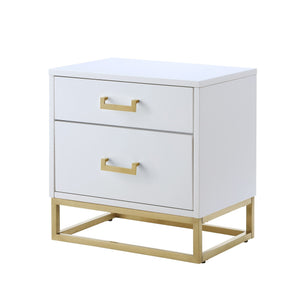 Homeroots 20" Gold And White End Table With Two Drawers White,Gold  544087