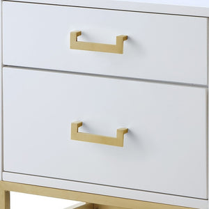 Homeroots 20" Gold And White End Table With Two Drawers White,Gold  544087