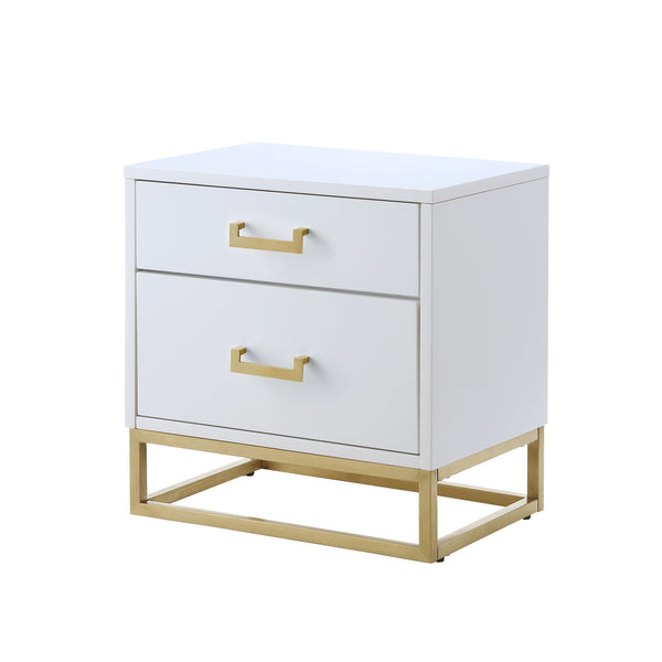 Homeroots 20" Gold And White End Table With Two Drawers White,Gold  544087