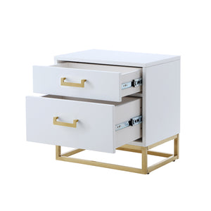 Homeroots 20" Gold And White End Table With Two Drawers White,Gold  544087