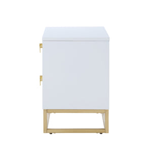 Homeroots 20" Gold And White End Table With Two Drawers White,Gold  544087