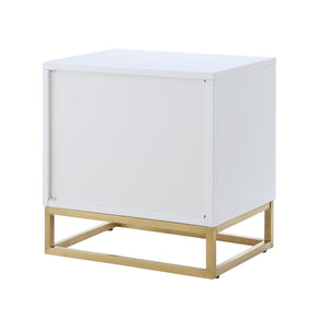 Homeroots 20" Gold And White End Table With Two Drawers White,Gold  544087