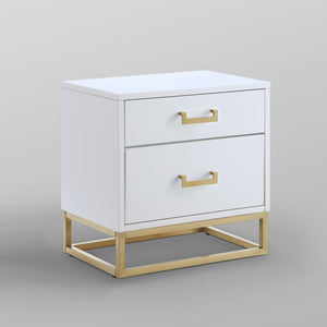 Homeroots 20" Gold And White End Table With Two Drawers White,Gold  544087