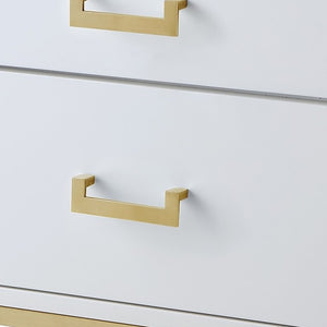 Homeroots 20" Gold And White End Table With Two Drawers White,Gold  544087