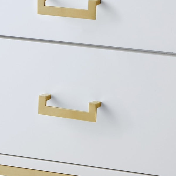 Homeroots 20" Gold And White End Table With Two Drawers White,Gold  544087