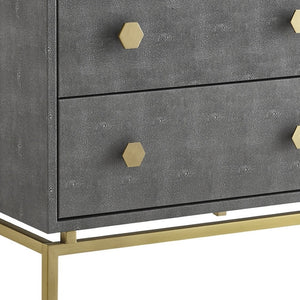 HomeRoots 21" Gray and Gold Wood End Table – Modern Design with Two Drawers for Stylish Storage Solutions 544088