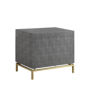 HomeRoots 21" Gray and Gold Wood End Table – Modern Design with Two Drawers for Stylish Storage Solutions 544088