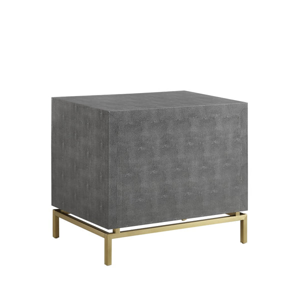 HomeRoots 21" Gray and Gold Wood End Table – Modern Design with Two Drawers for Stylish Storage Solutions 544088