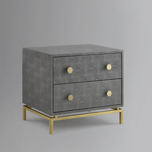 HomeRoots 21" Gray and Gold Wood End Table – Modern Design with Two Drawers for Stylish Storage Solutions 544088