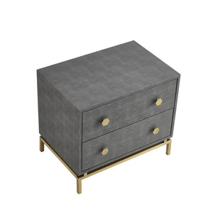 HomeRoots 21" Gray and Gold Wood End Table – Modern Design with Two Drawers for Stylish Storage Solutions 544088
