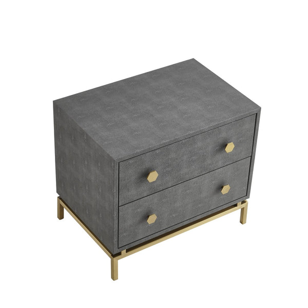 HomeRoots 21" Gray and Gold Wood End Table – Modern Design with Two Drawers for Stylish Storage Solutions 544088