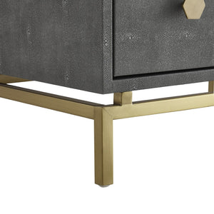 HomeRoots 21" Gray and Gold Wood End Table – Modern Design with Two Drawers for Stylish Storage Solutions 544088