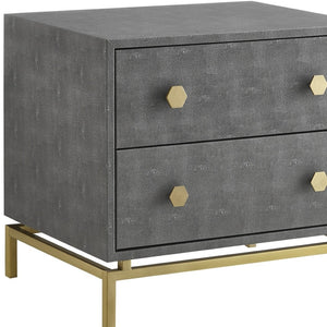 HomeRoots 21" Gray and Gold Wood End Table – Modern Design with Two Drawers for Stylish Storage Solutions 544088