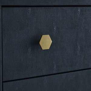 HomeRoots 21" Elegant Faux Leather and Metal End Table with Two Drawers for Modern Living Space Organization Navy/Gold 544089